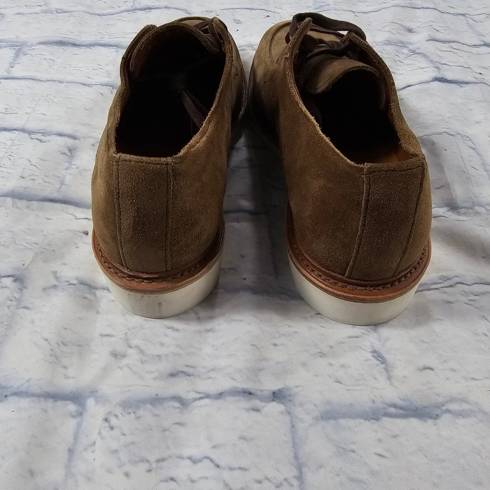 Allen Edmonds Waylon Suede Moc Derby Mens 9.5 Olive Brown Italian Leather Shoes